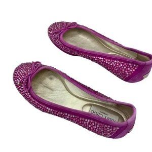 Jimmy Choo Weber Ballet Flats Women's Satin Crystal Embellished Size 38